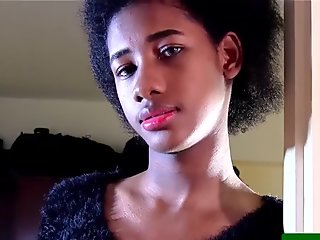 Ebony thai ladyboy Look Me wanks her big cock