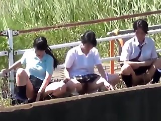 Naughty japan teens pee